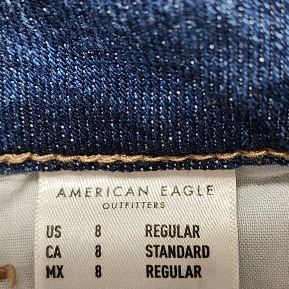 American Eagle Dark Wash Stretch Denim High Rise Tomgirl Jeans - Picture 7 of 10